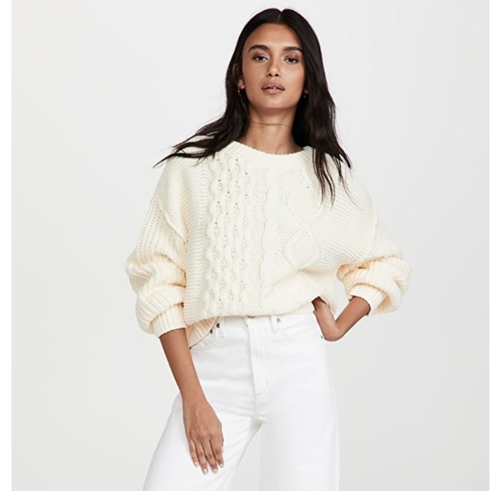 Free People Cable Crew Sweater